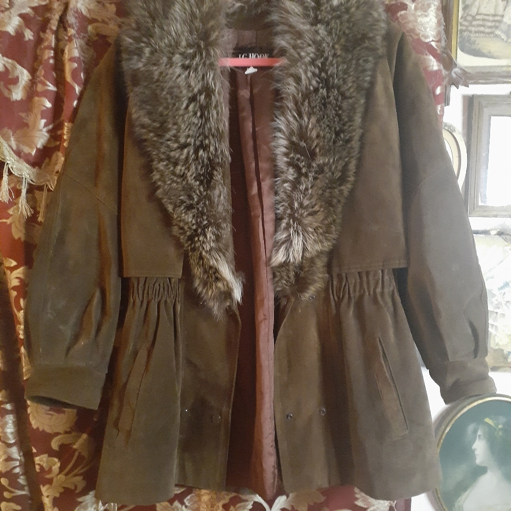 J.G Hook Suede and Fox Fur Collar Winter Coat